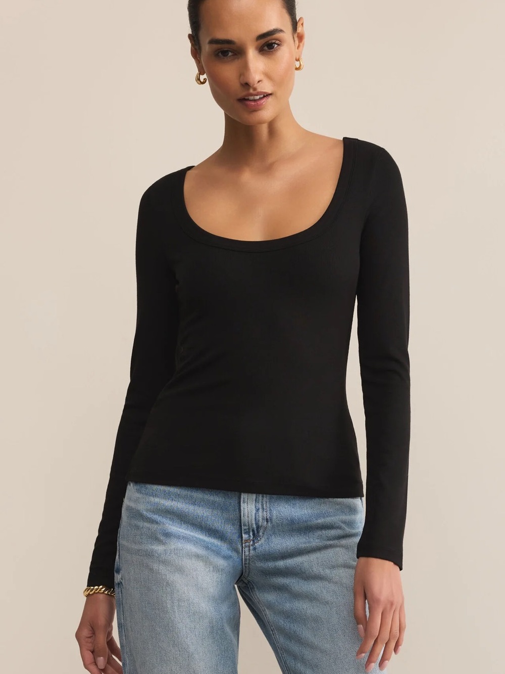 Z SUPPLY Second Skin Scoop Neck Top- BLACK